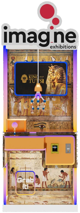 Custom King Tut-themed grab machine built for Imagine Exhibitions